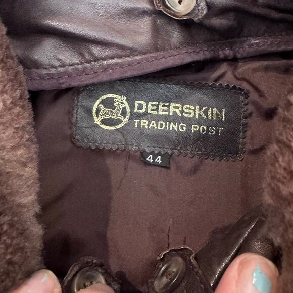 Vintage Flight Jacket Mouton Collar Deerskin Leather Colonel Vietnam size 44 XL - Picture 4 of 6